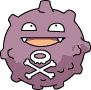 A round bumpy purple thing with a skull-and-crossbones emblem on it.